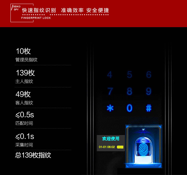 玉蛟龍智能門鎖 智能鎖防窺視輸入、半導(dǎo)體/光學(xué)指紋傳感器