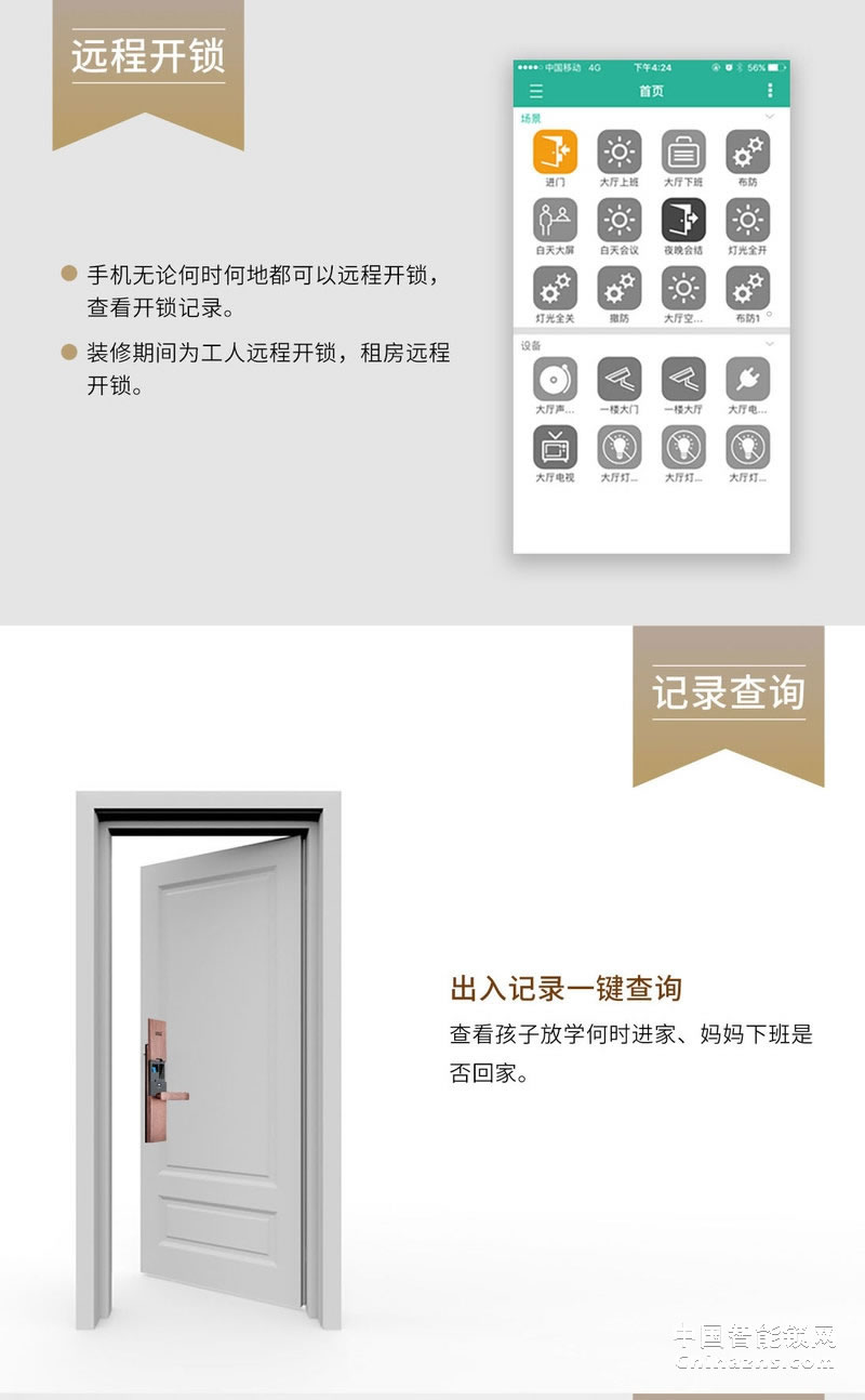 uiot超級智慧家 天成系列智能門鎖 手機APP遠程開鎖