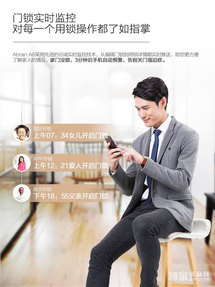 愛(ài)波瑞Abrain智能鎖 滑蓋指紋密碼鎖 鋅合金智能門鎖