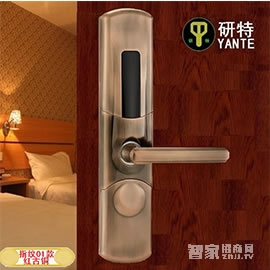 研特智能鎖 防盜指紋密碼鎖 04款-紅古銅