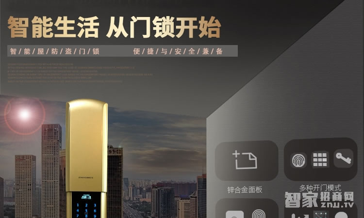 智能屋智能鎖 家用指紋密碼鎖（麗都金）