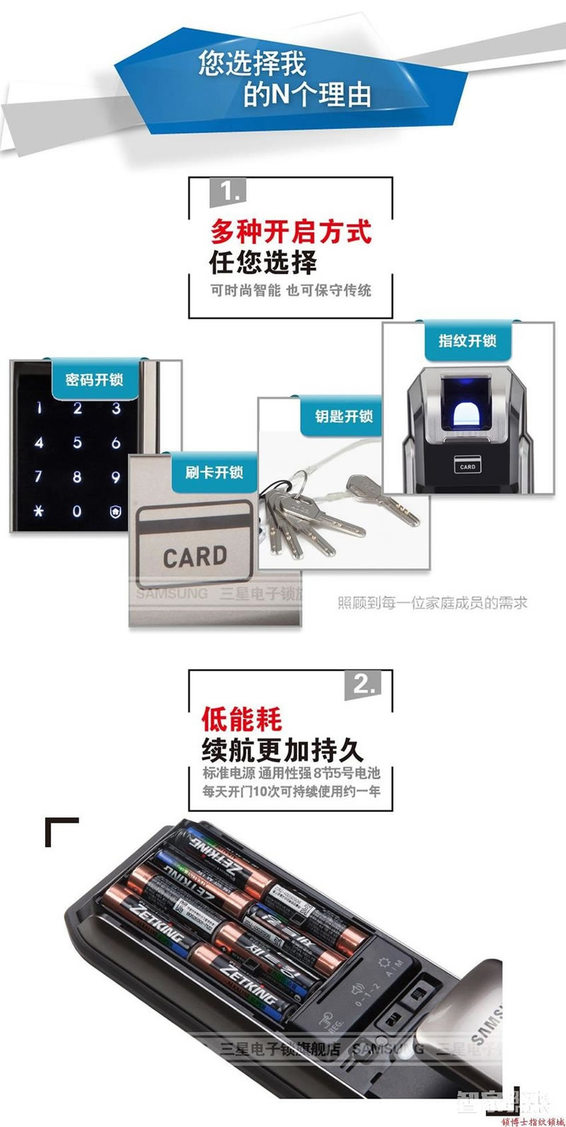 三星全自動(dòng)指紋鎖 推拉式智能鎖 家用防盜門鎖