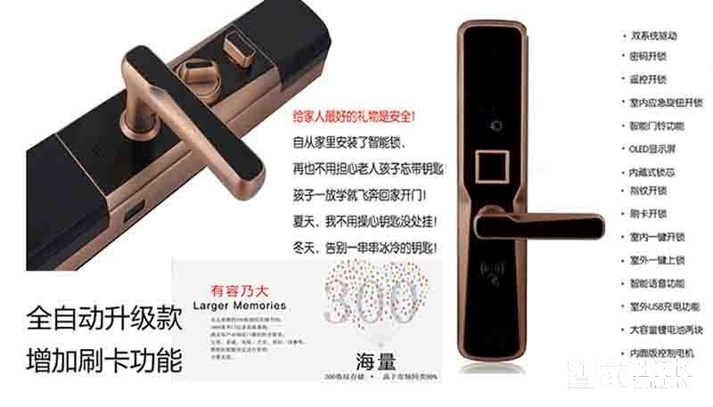 堅甲衛士全自動四合一指紋鎖 防盜智能門鎖