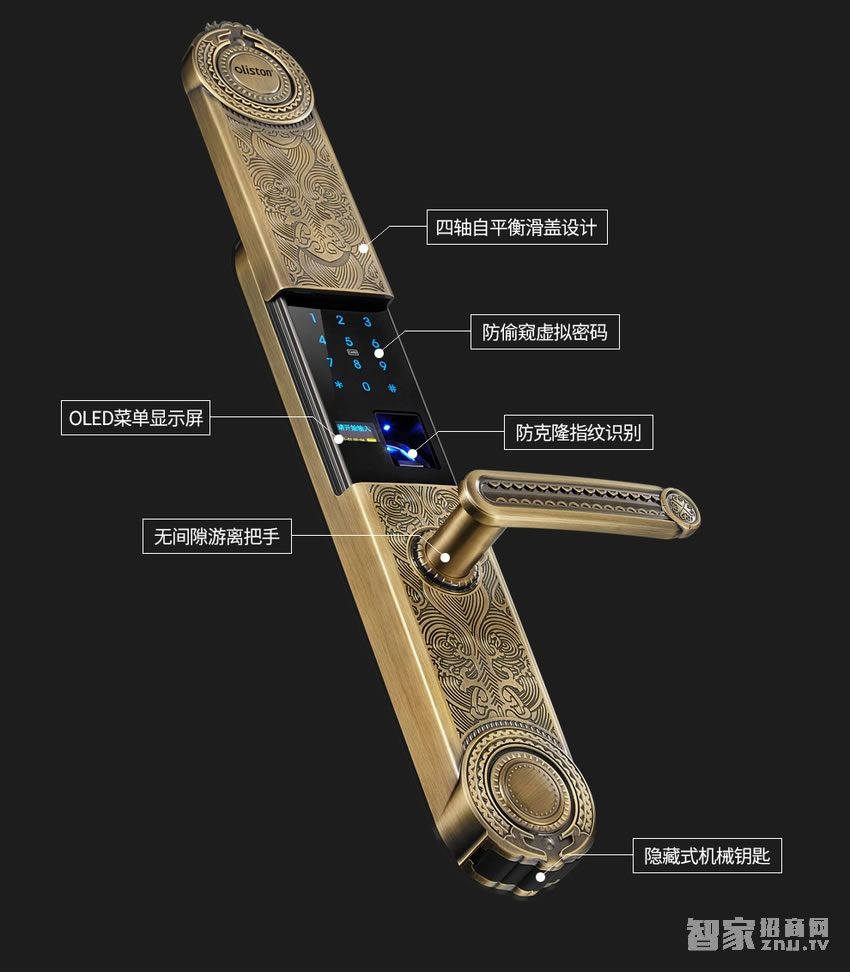 歐萊斯頓指紋鎖家用防盜大門 電子密碼APP開鎖