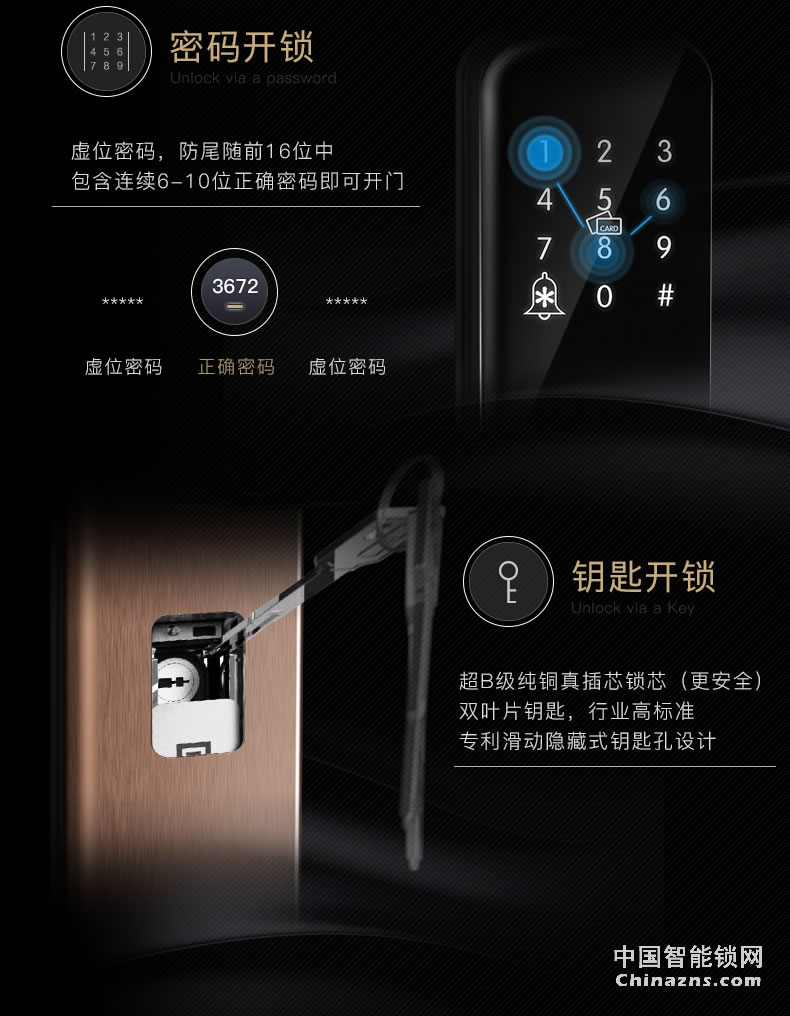 名門智能鎖指紋密碼門鎖 家用防盜門電子鎖全自動(dòng)智能磁卡鎖EZ-W2