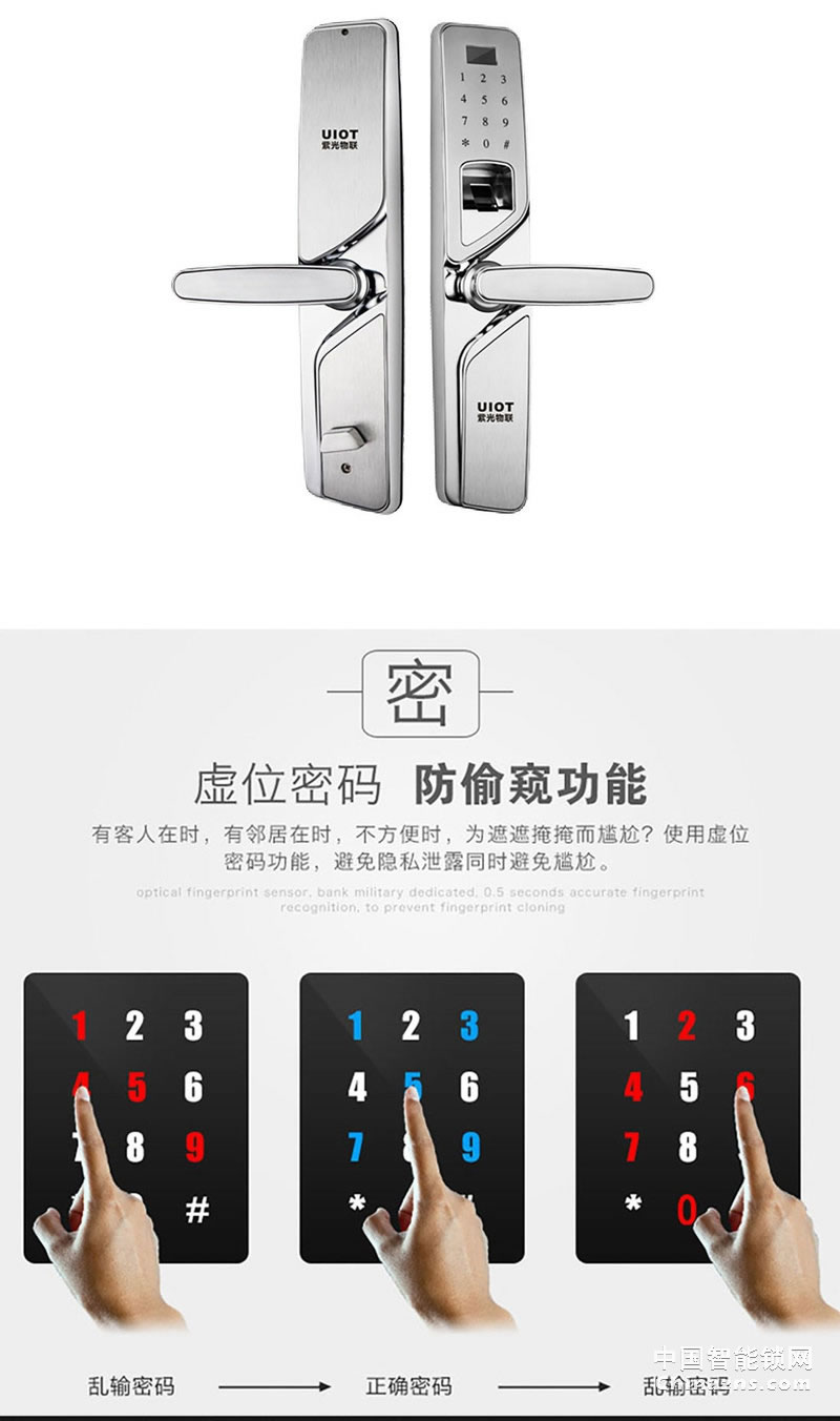 uiot超級智慧家 紫韻系列智能門鎖 防盜門木門感應密碼鎖