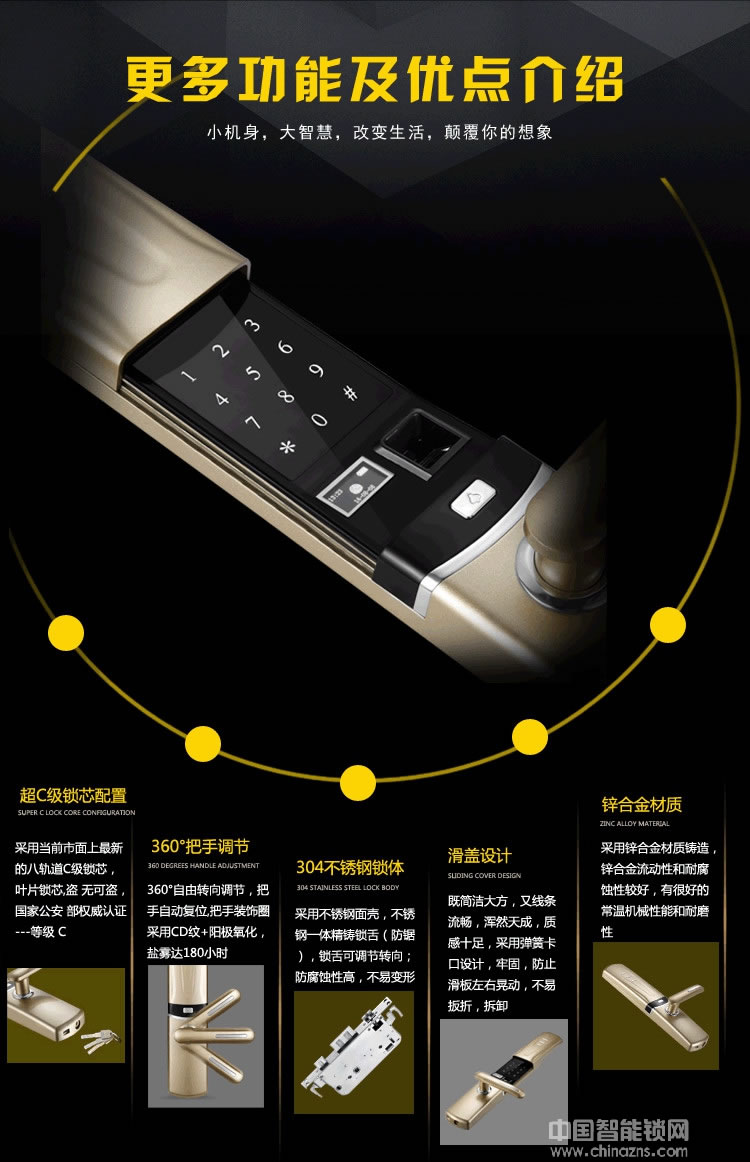 優咖遠程控制物聯網智能鎖 防貓眼開啟指紋鎖