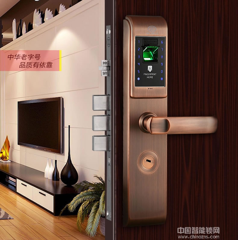 三環指紋鎖 全304不銹鋼智能鎖 防盜門入戶門密碼鎖