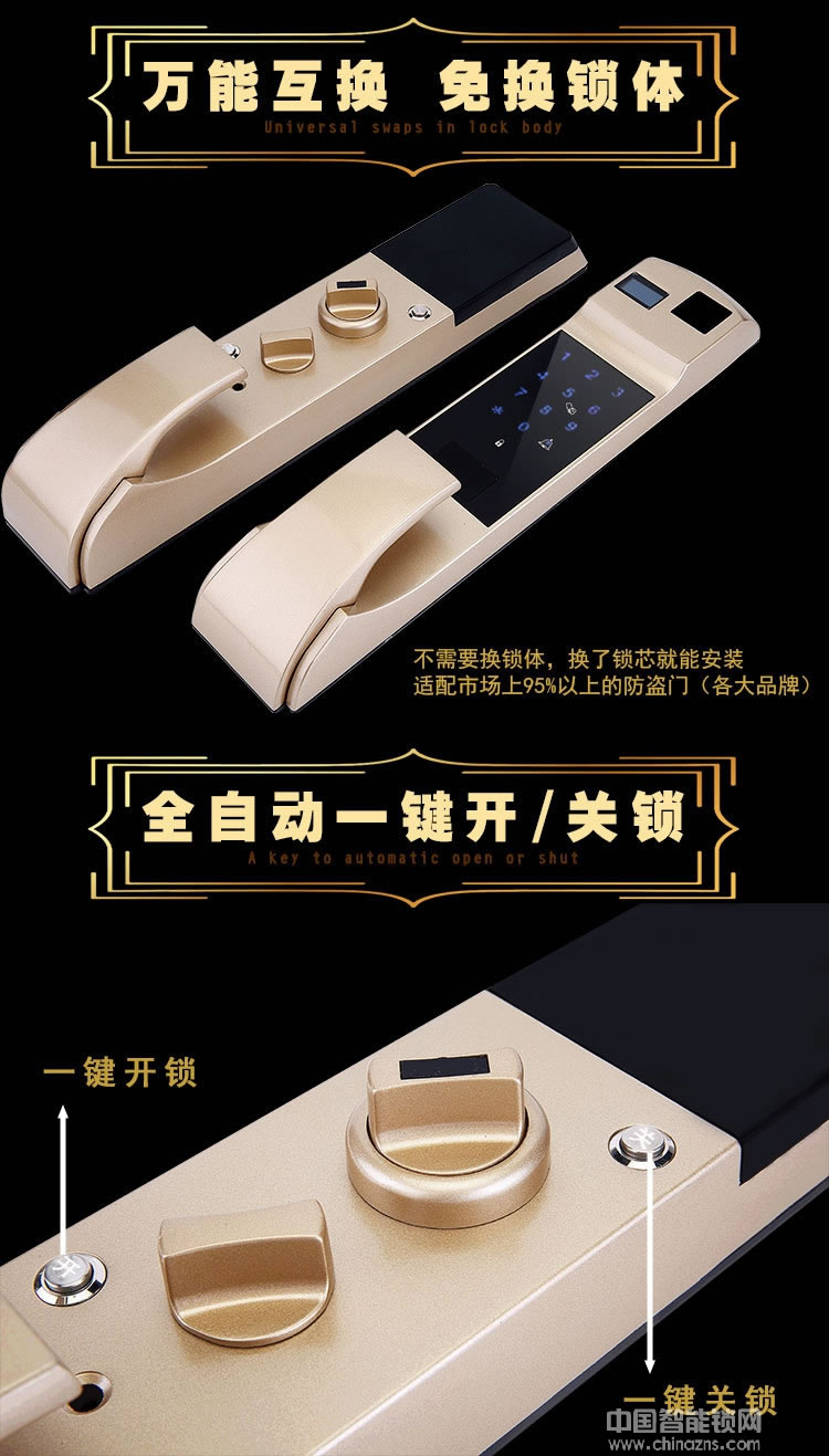 普賽羅指紋鎖 全自動智能鎖 手機APP指紋密碼鎖