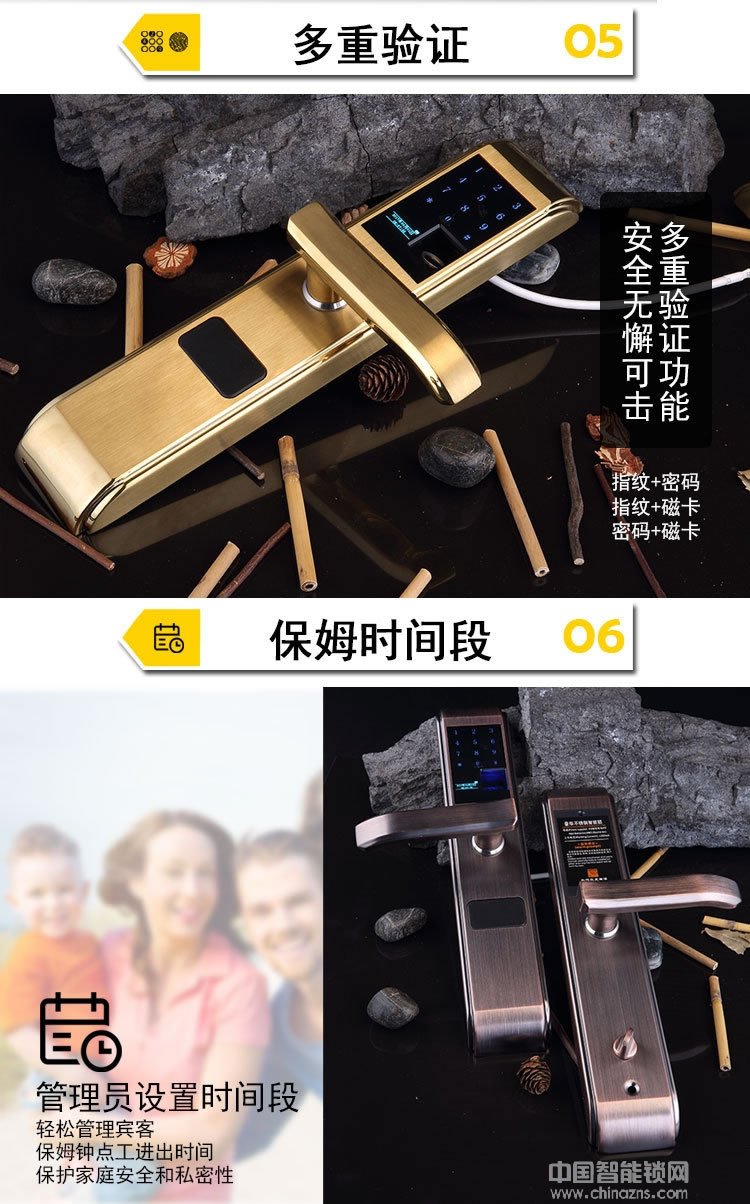 普賽羅指紋鎖 不銹鋼指紋鎖密碼鎖 家用防盜門鎖