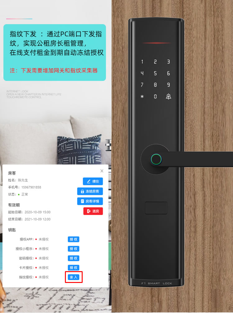 拉盯科技凡單智能公寓公寓房鎖遠程多端口管理聯網鎖