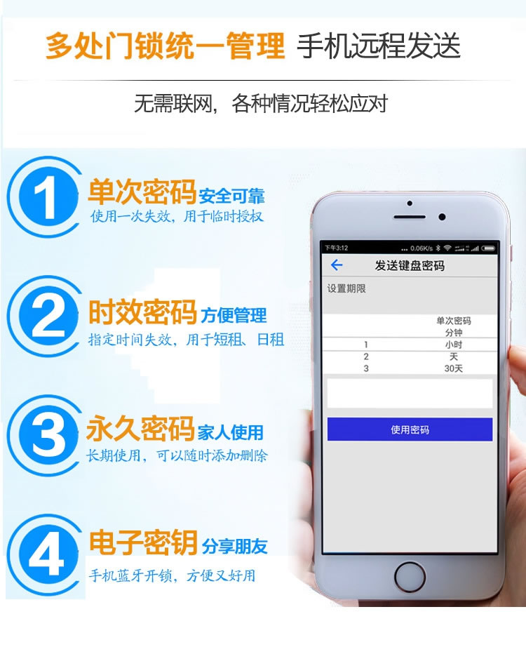 云領(lǐng)酒店公寓智能鎖 辦公短租電子密碼鎖
