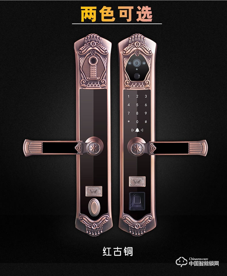 九萬里智能鎖J900 歐式指紋鎖家用防盜門高端別墅大門鎖