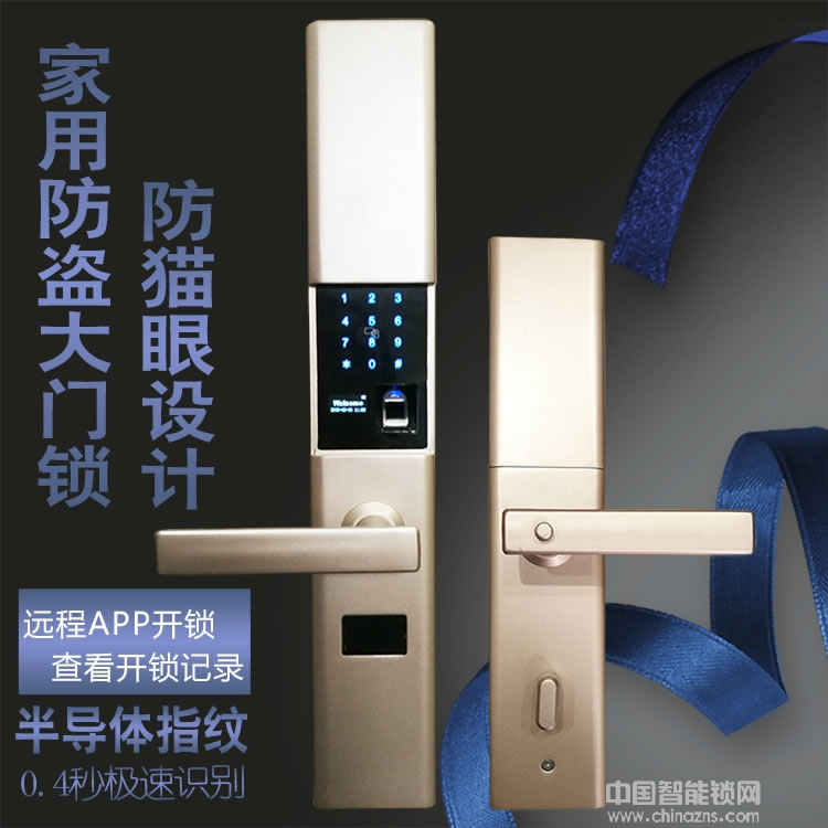 黑將軍指紋鎖 防貓眼設(shè)計(jì)家庭大門鎖 APP滑蓋半導(dǎo)體指紋鎖