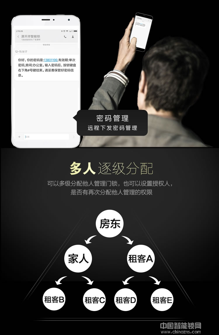 源天祥酒店鎖 手機遠程藍牙app開鎖 出租房短租公寓防盜門密碼鎖