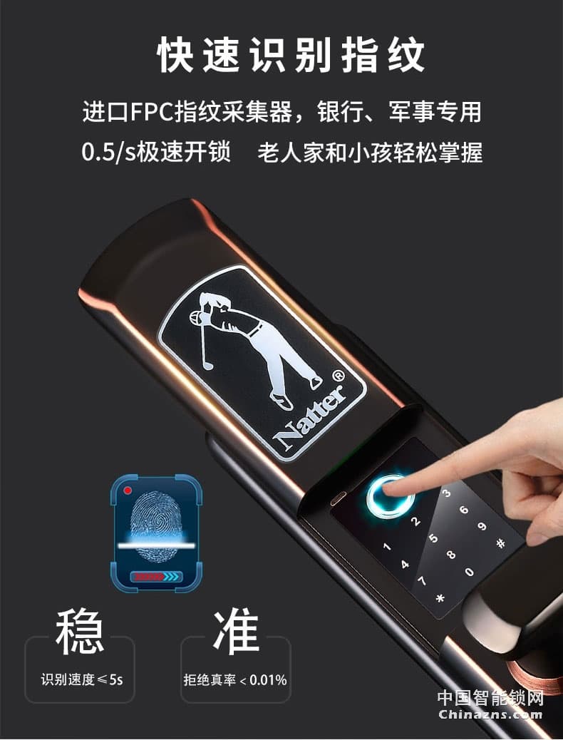 耐特2號高級防盜鎖 家用指紋鎖
