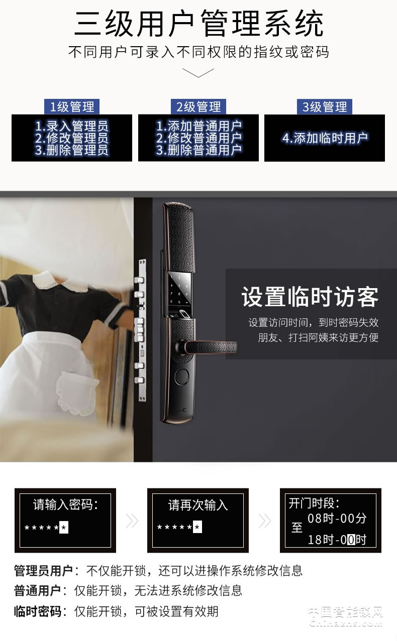 金指碼木門電子門鎖P5 家用防盜門指紋鎖