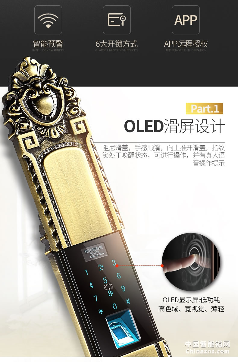 櫻花8383S滑蓋指紋鎖 歐式別墅app庭院大門智能門鎖