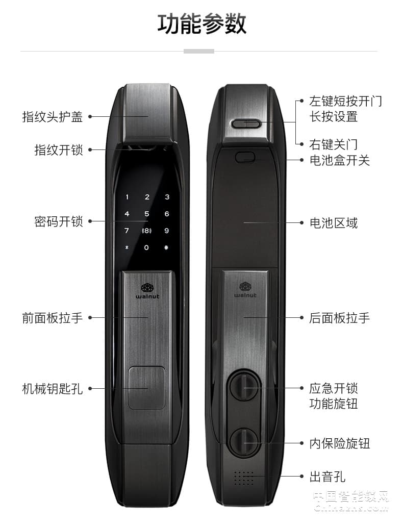 核桃全自動指紋鎖W5S 家用防盜門鎖 防小黑盒