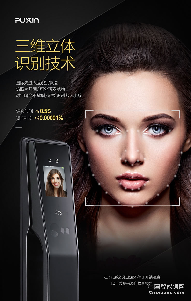 普鑫人臉識別鎖 智能鎖密碼鎖 刷卡磁卡鎖