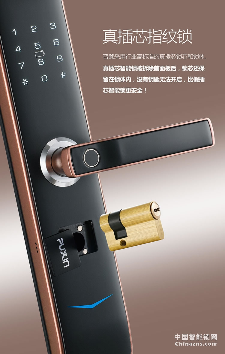 普鑫智能指紋密碼鎖 家用防盜門鎖 大門磁卡感應電子鎖