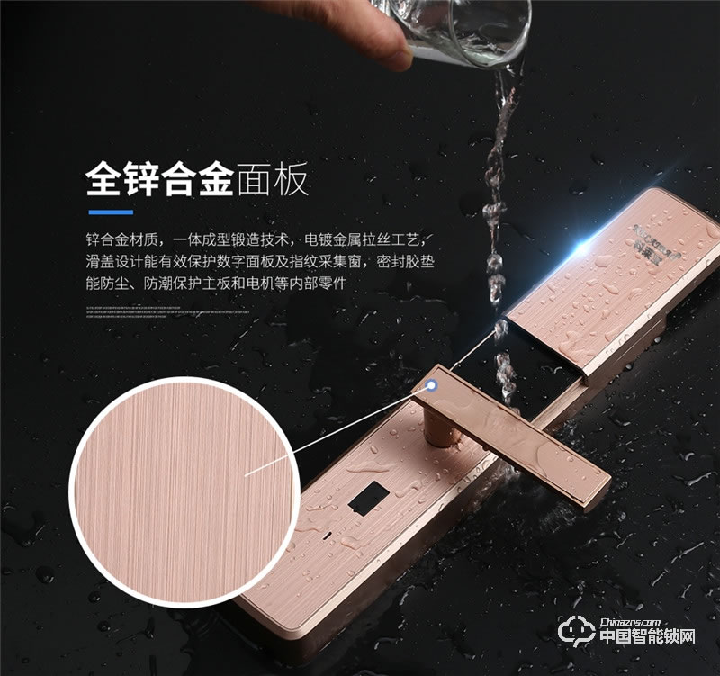 科萊寶 雙系統半導體指紋鎖 鋅合金玫瑰金色 KLB-9008