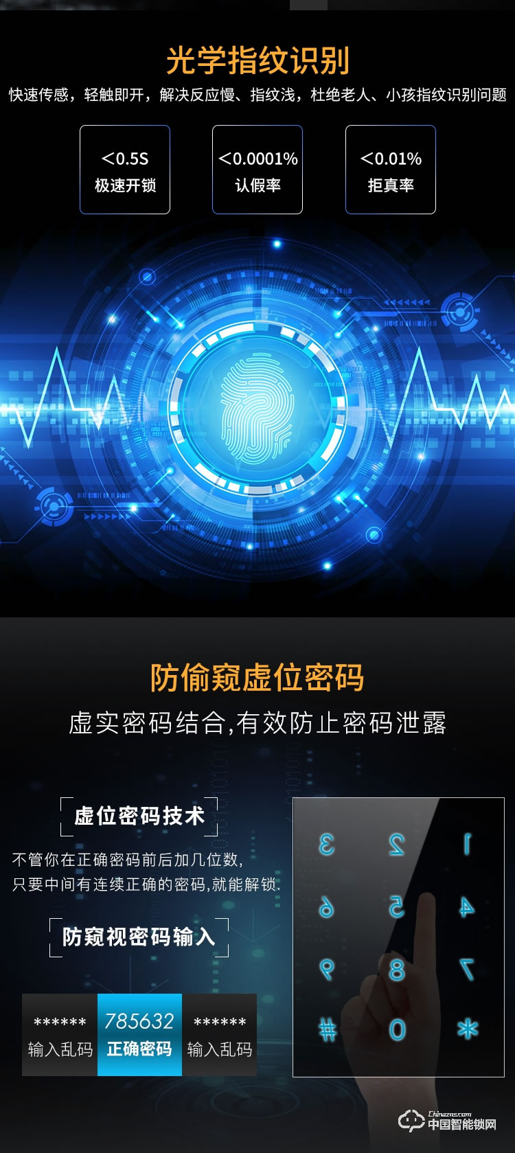 尊爵指紋鎖智能識別指紋密碼鎖家用防盜指紋鎖物聯電子密碼鎖