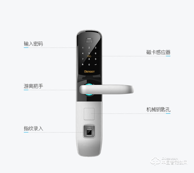 尊爵直板指紋鎖 智能識別指紋密碼鎖 家用防盜門指紋鎖