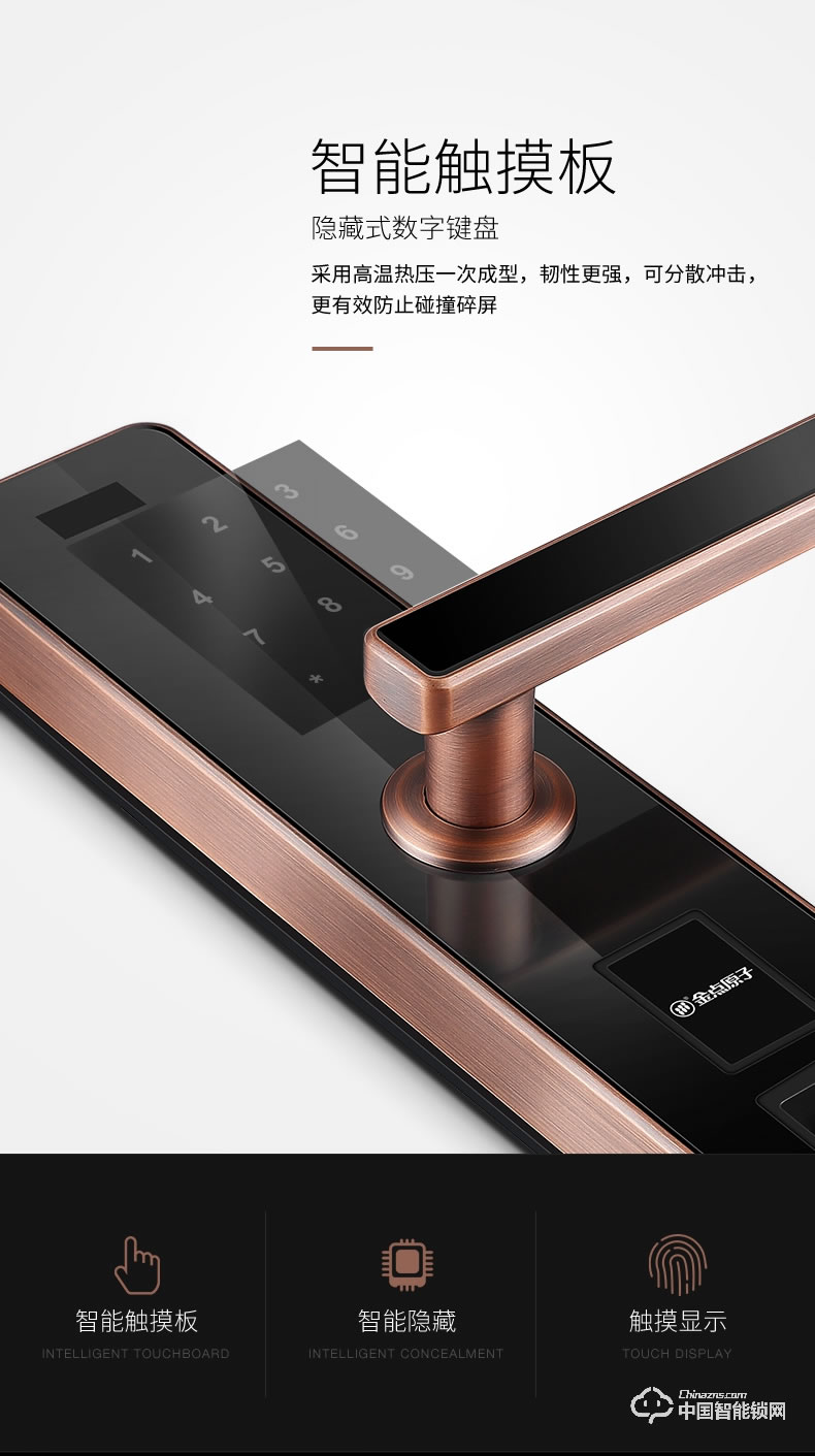 金點(diǎn)原子指紋鎖 家用防盜門(mén)智能鎖