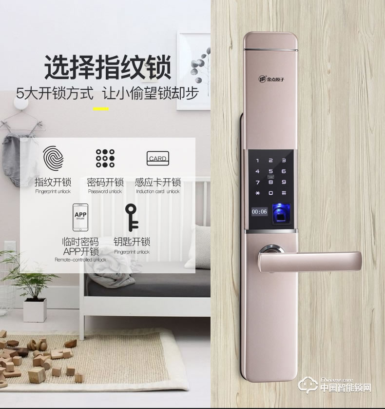 金點原子指紋鎖 防盜門智能指紋鎖感應(yīng)鎖