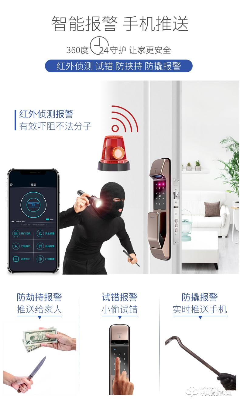 曼亞智能鎖 智能指紋鎖密碼鎖防盜門家用全自動指紋鎖P8