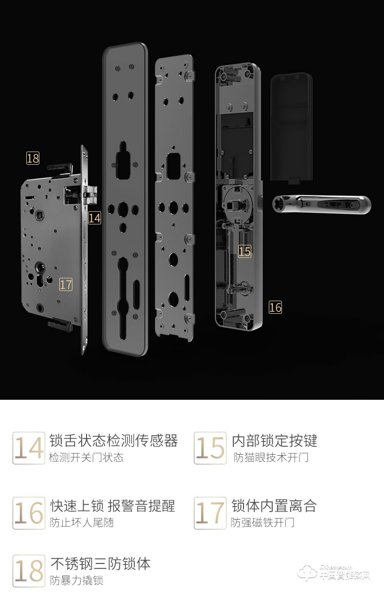 曼亞智能鎖 家用防盜門密碼鎖指紋刷卡遠程感應鎖A9