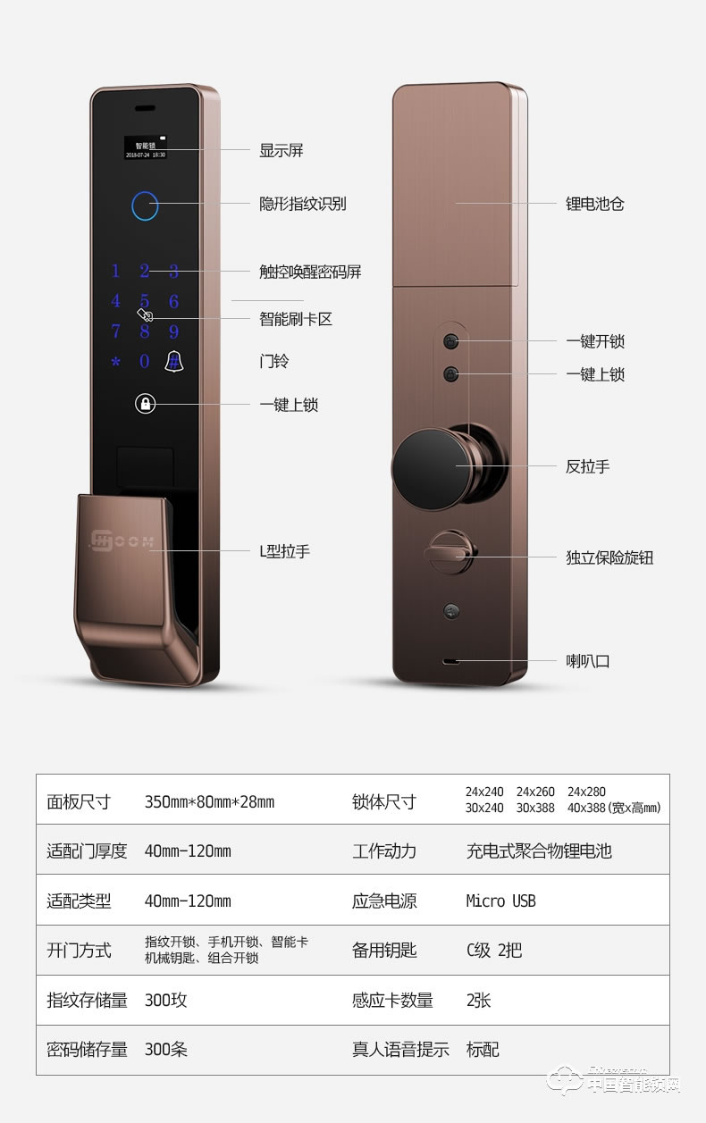 弘顧智能鎖 H001家用防盜門鎖智能電子鎖全自動刷卡感應