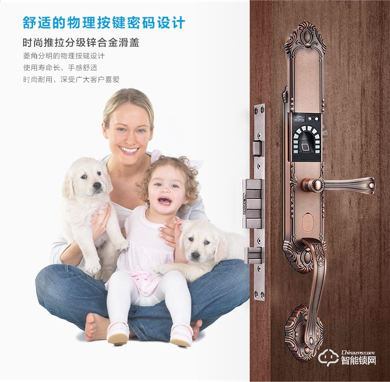 中霸智能鎖 B57指紋密碼鎖 別墅門防盜智能鎖