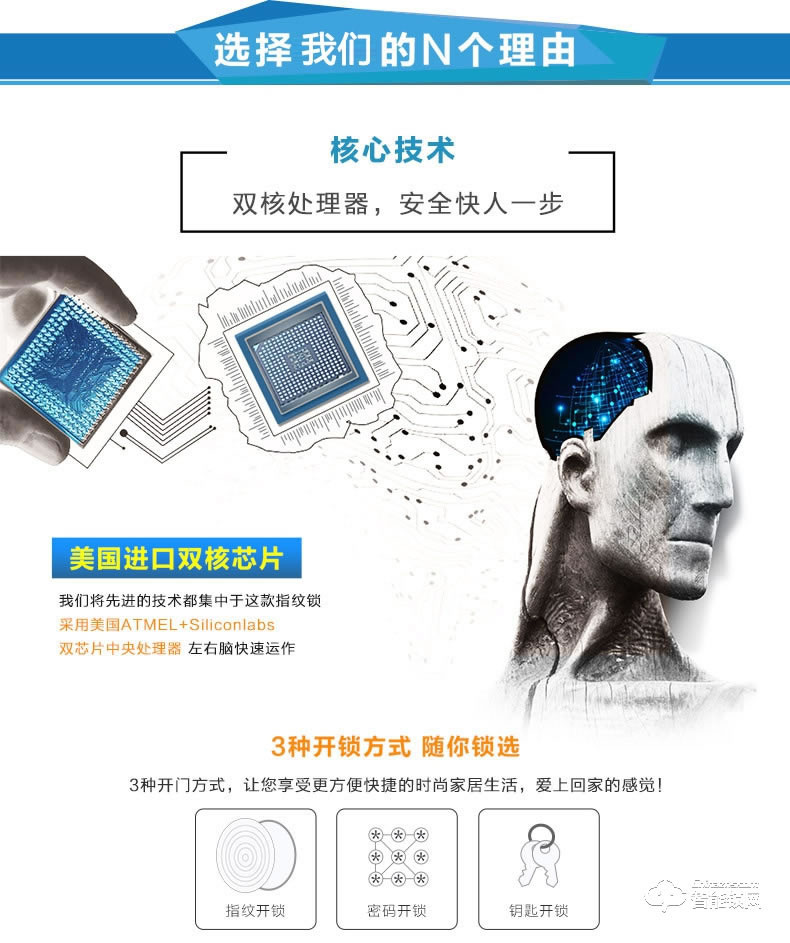 中霸智能鎖 B57指紋密碼鎖 別墅門防盜智能鎖