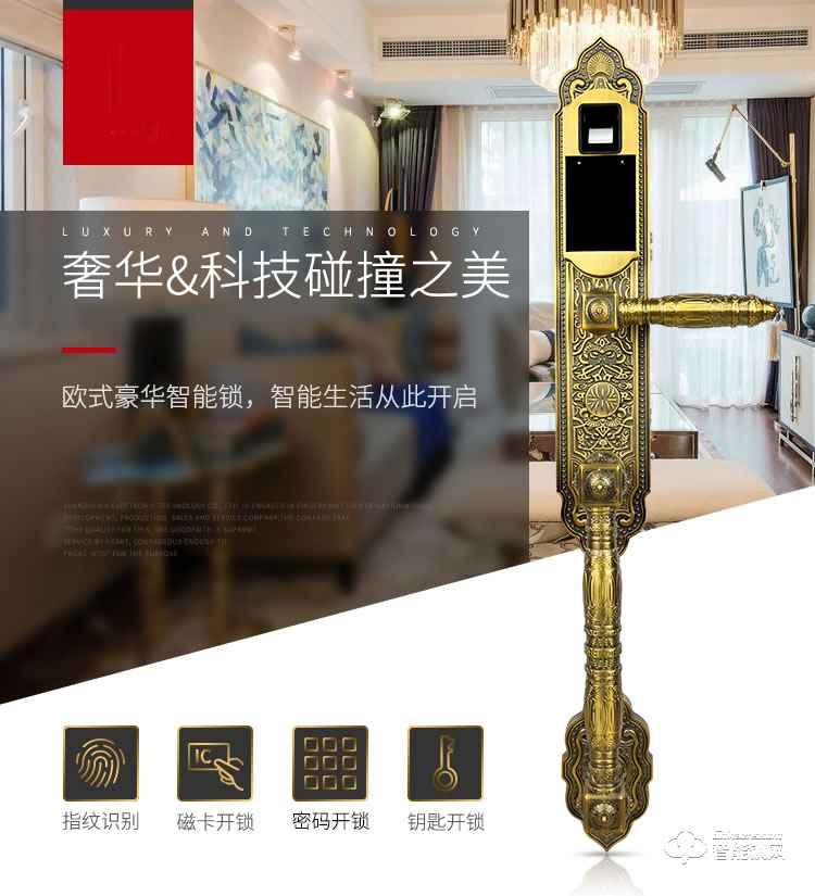 中霸智能鎖 B77別墅門指紋密碼鎖