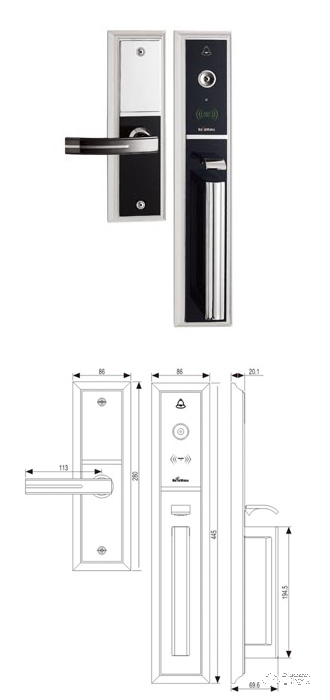 皇鼎智能鎖 DH-6601-RF-BNCR 電子感應指紋拉手鎖