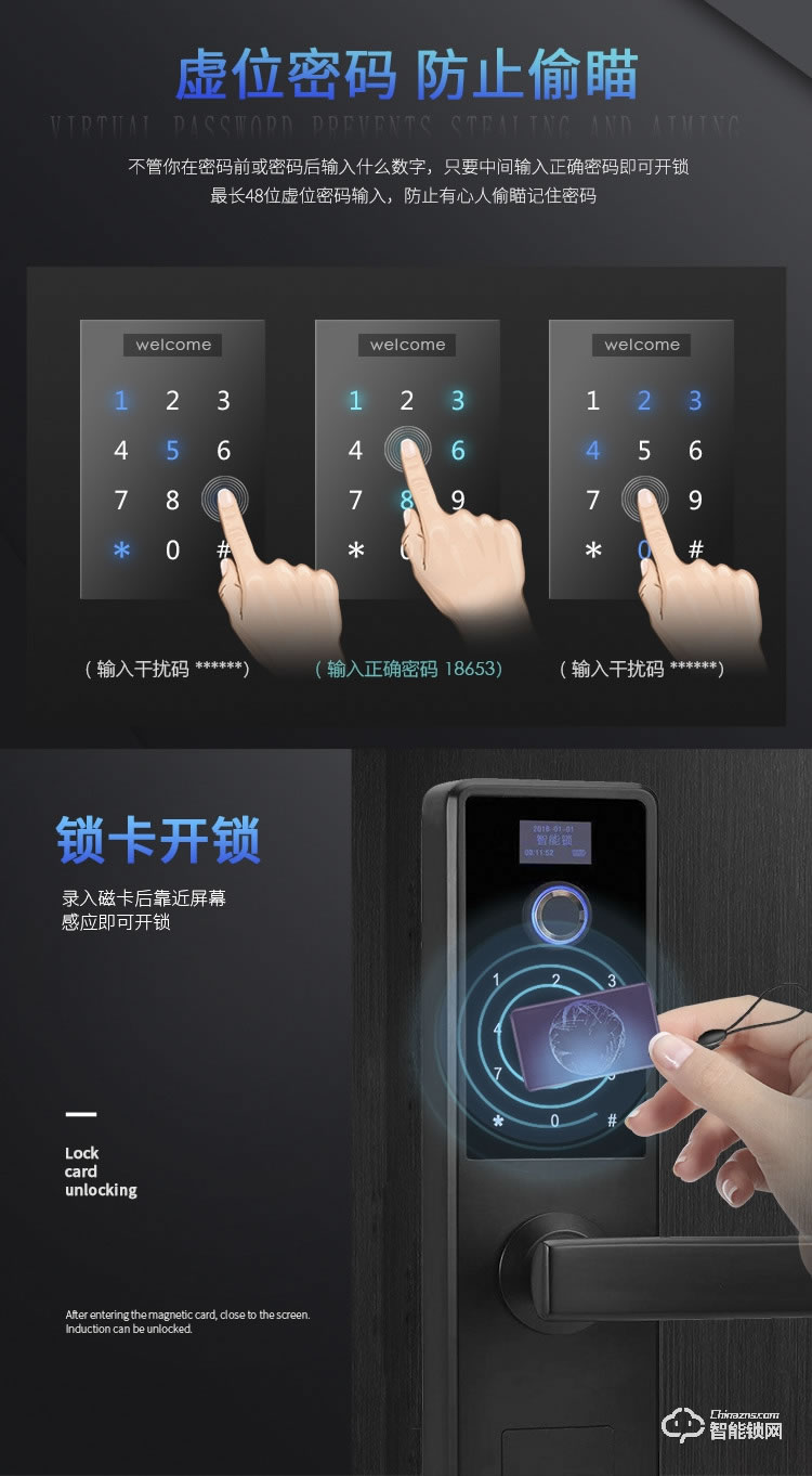 深麗安智能鎖 P1防盜家用防貓眼智能密碼鎖