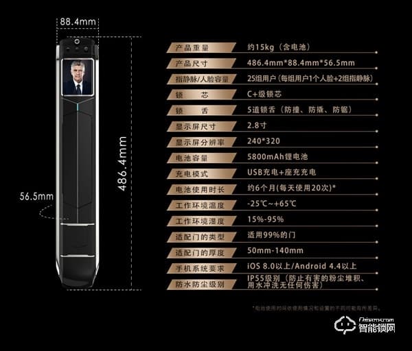 君工智能鎖 指靜脈人臉識別電子鎖