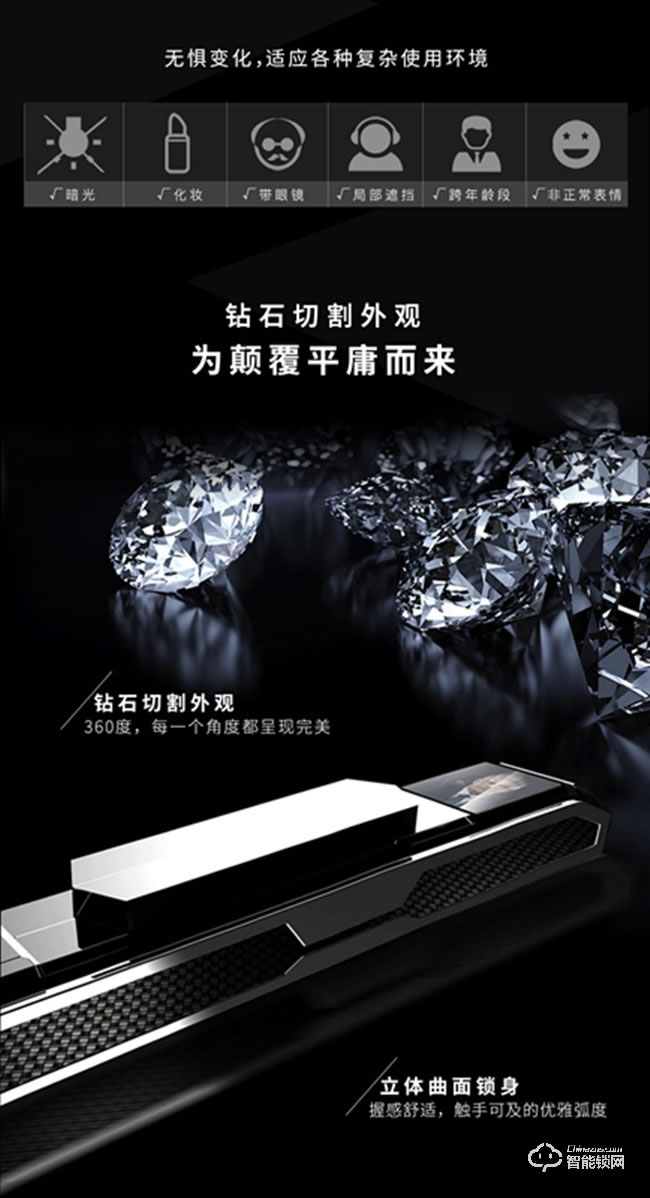 君工智能鎖 A1指靜脈人臉識別鎖家用安全防盜門鎖