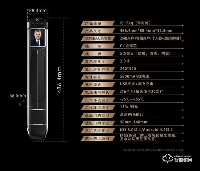 君工智能鎖 A1指靜脈人臉識別鎖家用安全防盜門鎖