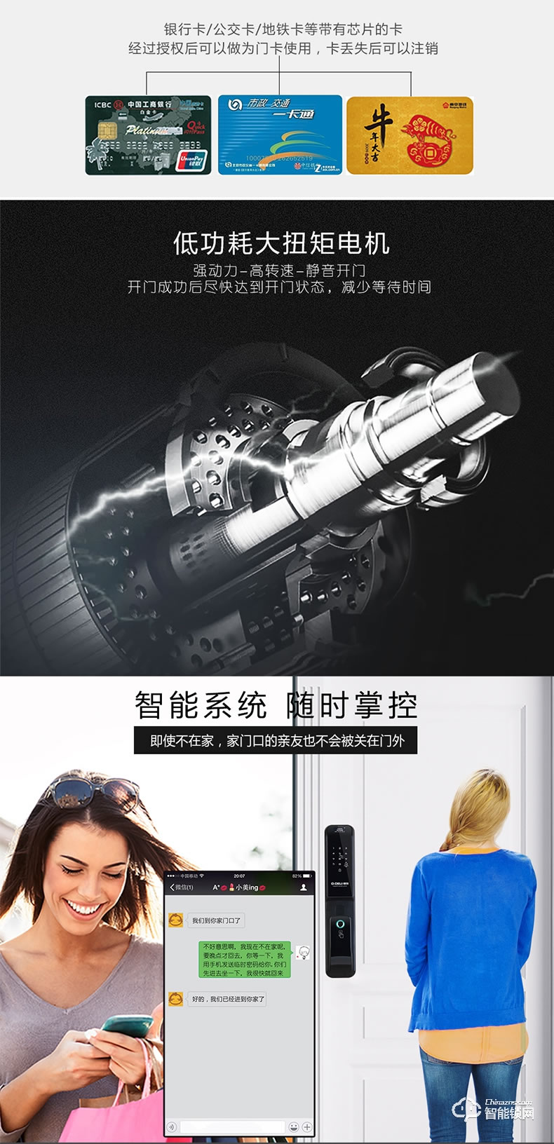 德利智能鎖 全自動指紋鎖電子刷卡門鎖