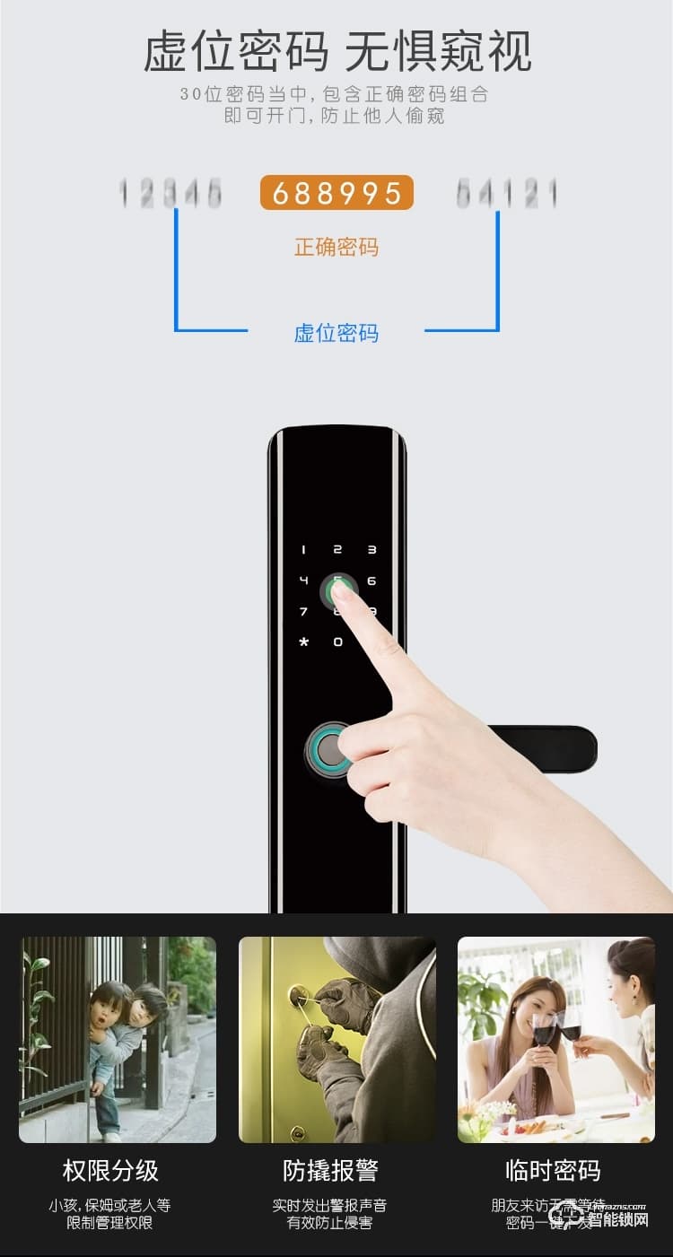 復旦申花智能鎖 C1防盜門半自動電子門鎖