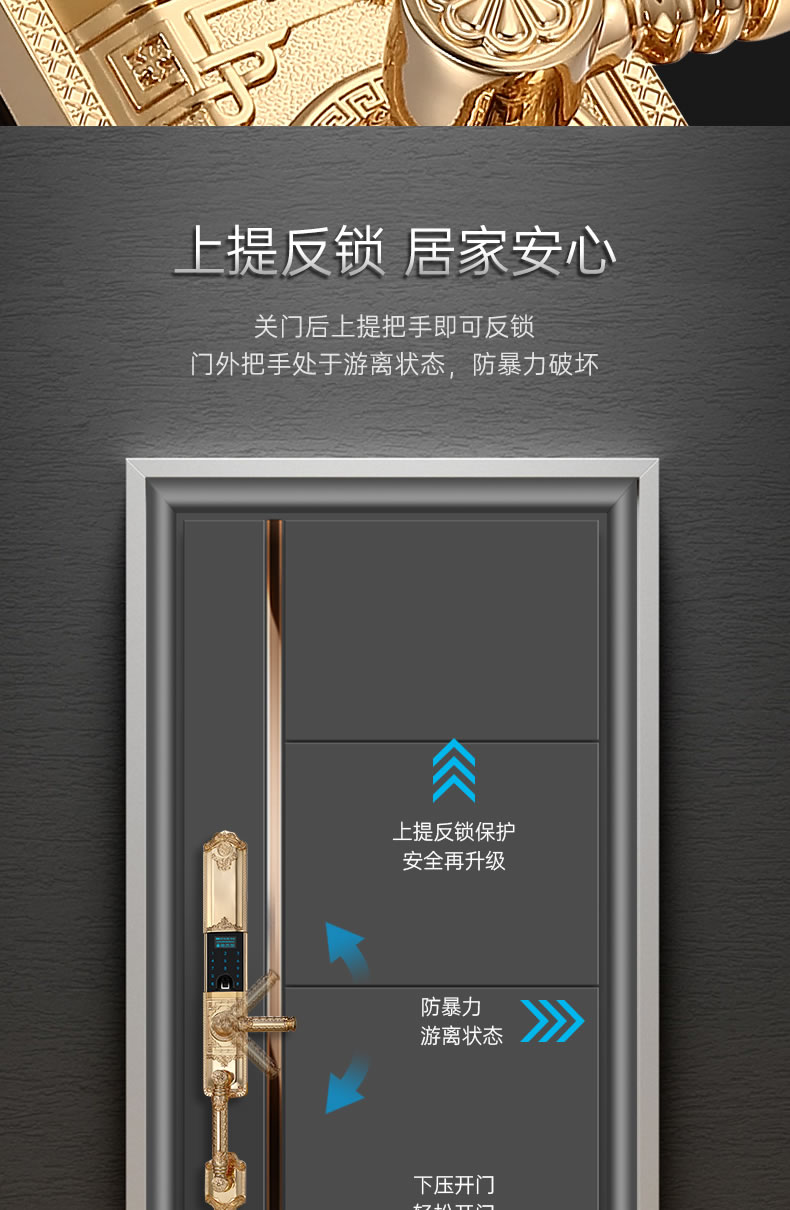 黑龍智能鎖 802別墅門指紋鎖家用防盜門鎖