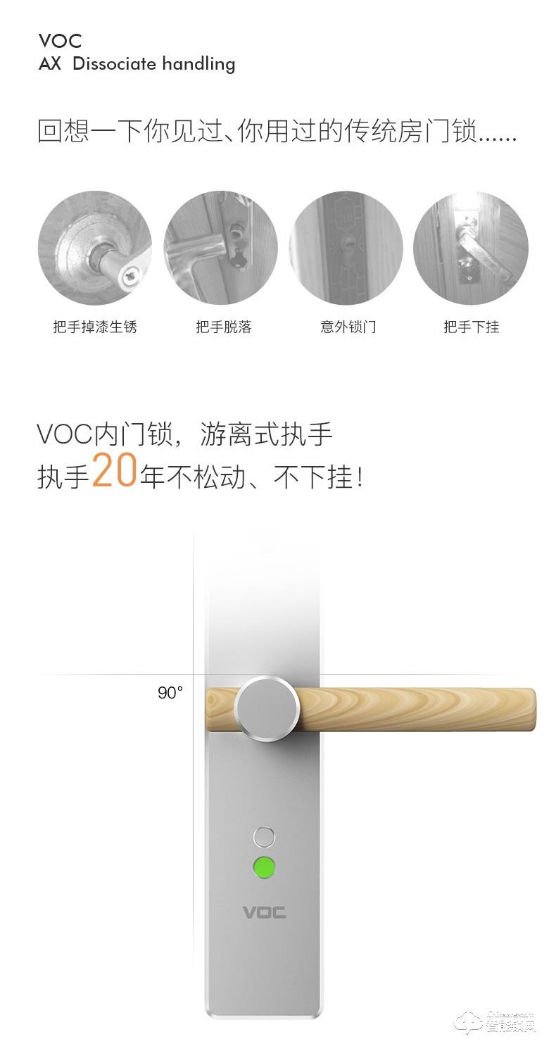 VOC智能鎖 AX室內(nèi)臥室房門鎖現(xiàn)代簡約靜音門鎖