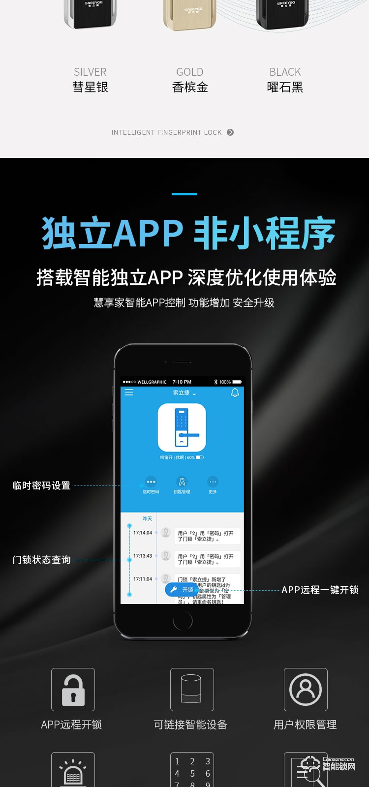 索立捷智能鎖 S-668防盜門電子遠程控制指紋鎖