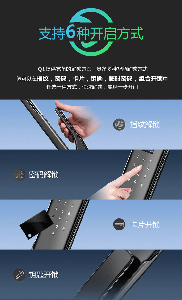 云樂寶智能鎖 Q1家用防盜門密碼磁卡感應鎖