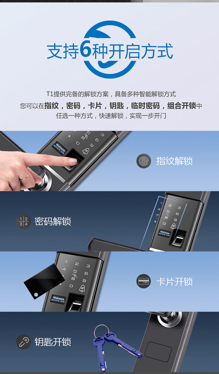 云樂寶智能鎖 H1半自動電子指紋密碼鎖