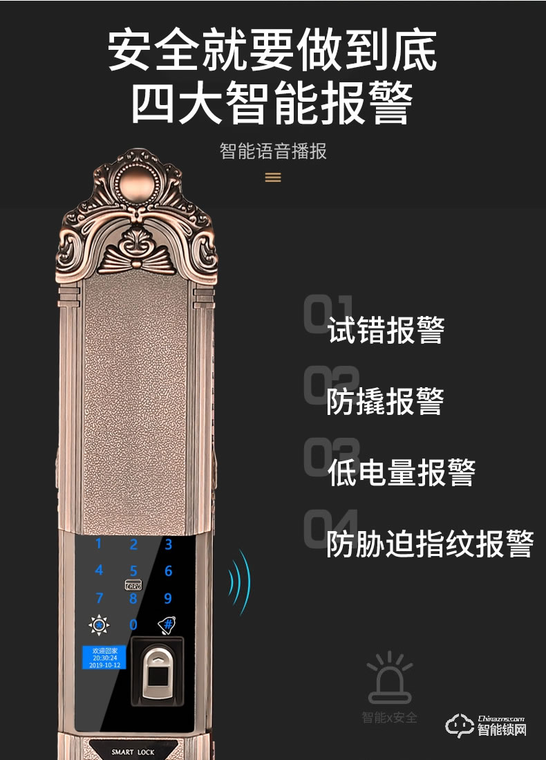 幻侶智能鎖 龍頭別墅門全自動雙開門智能密碼鎖