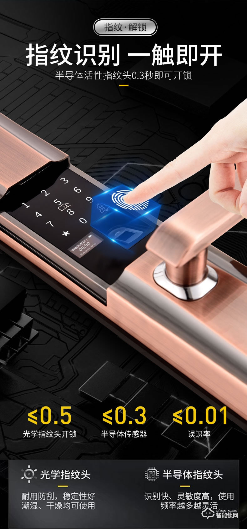 司浦特智能鎖 滑蓋指紋鎖防盜門大門智能鎖